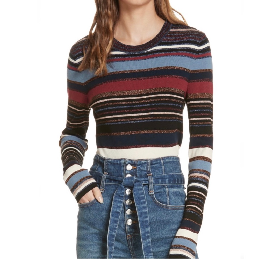 Veronica Beard Palmas Metallic Striped Sweater
